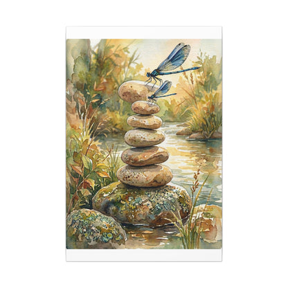 River Stones Summer Canvas Art | Japandi Cozy Design