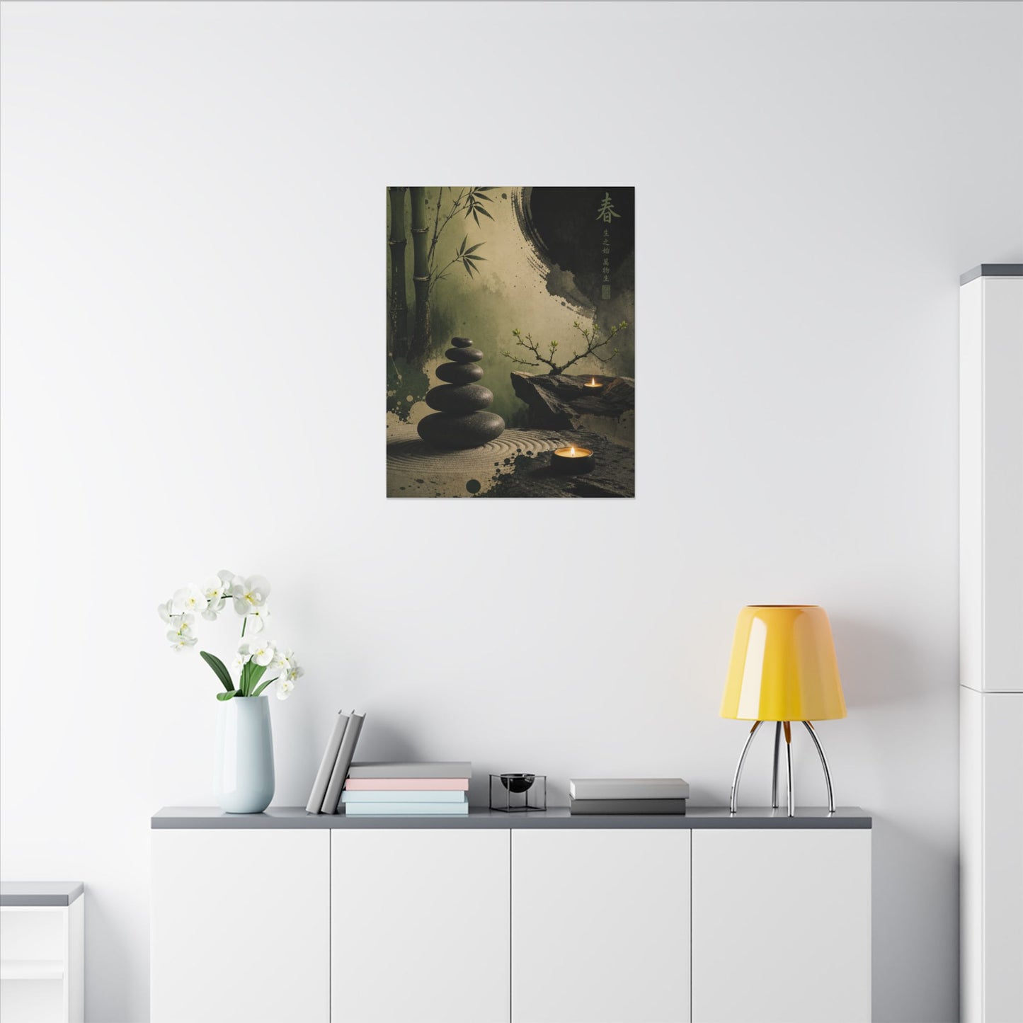 River Stones Spring Canvas Art | Zen Contemplative Design