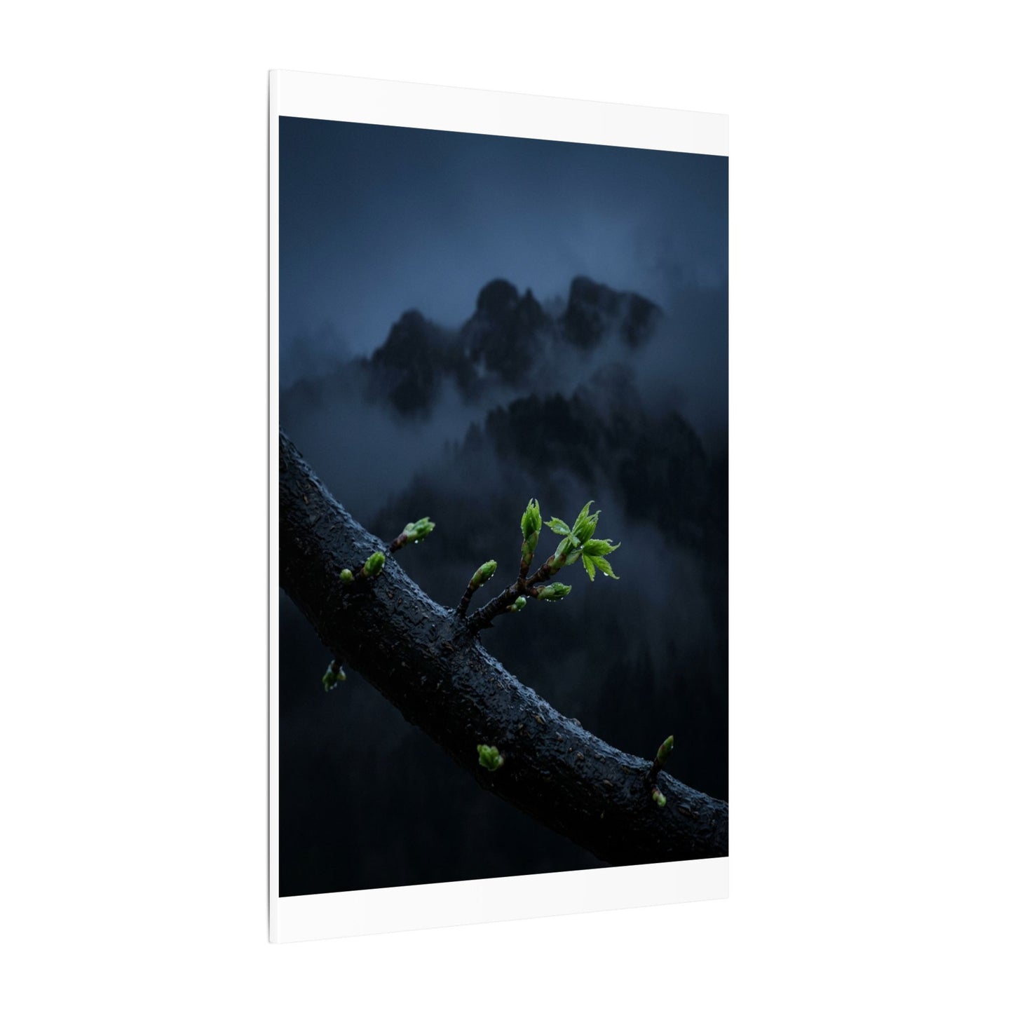 Moonlight Mountain Mist Canvas Art - Dark Japandi Kanso