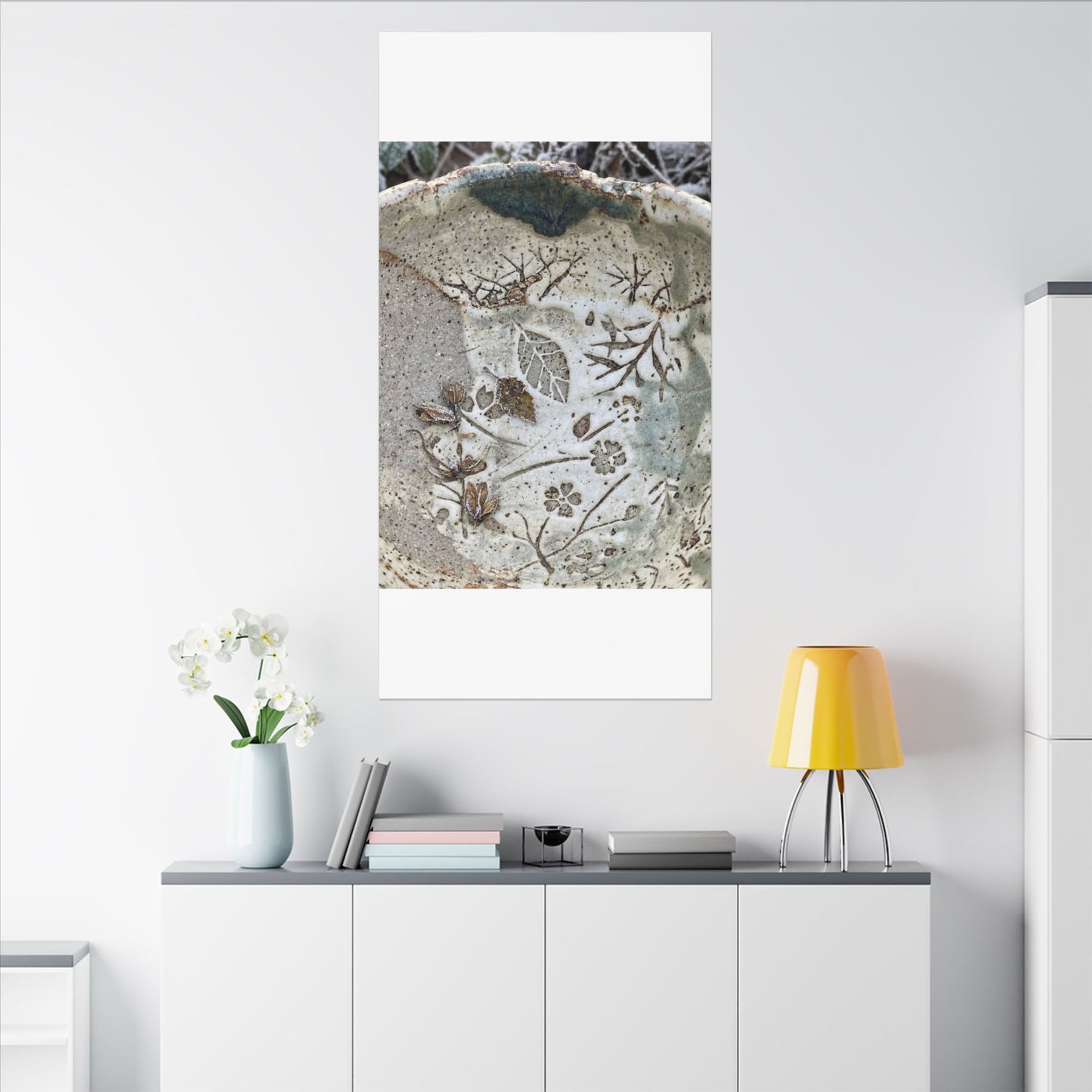 Ceramic Bowl Winter Canvas Art | Japandi Earthy Design