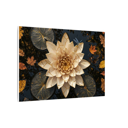 Kintsugi Lotus Flower in Dappled | Gold Repair Canvas Art