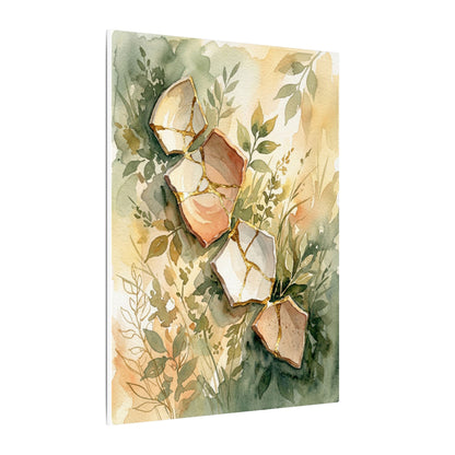 Japandi Broken Pottery in Golden Hour | Watercolor Canvas Art