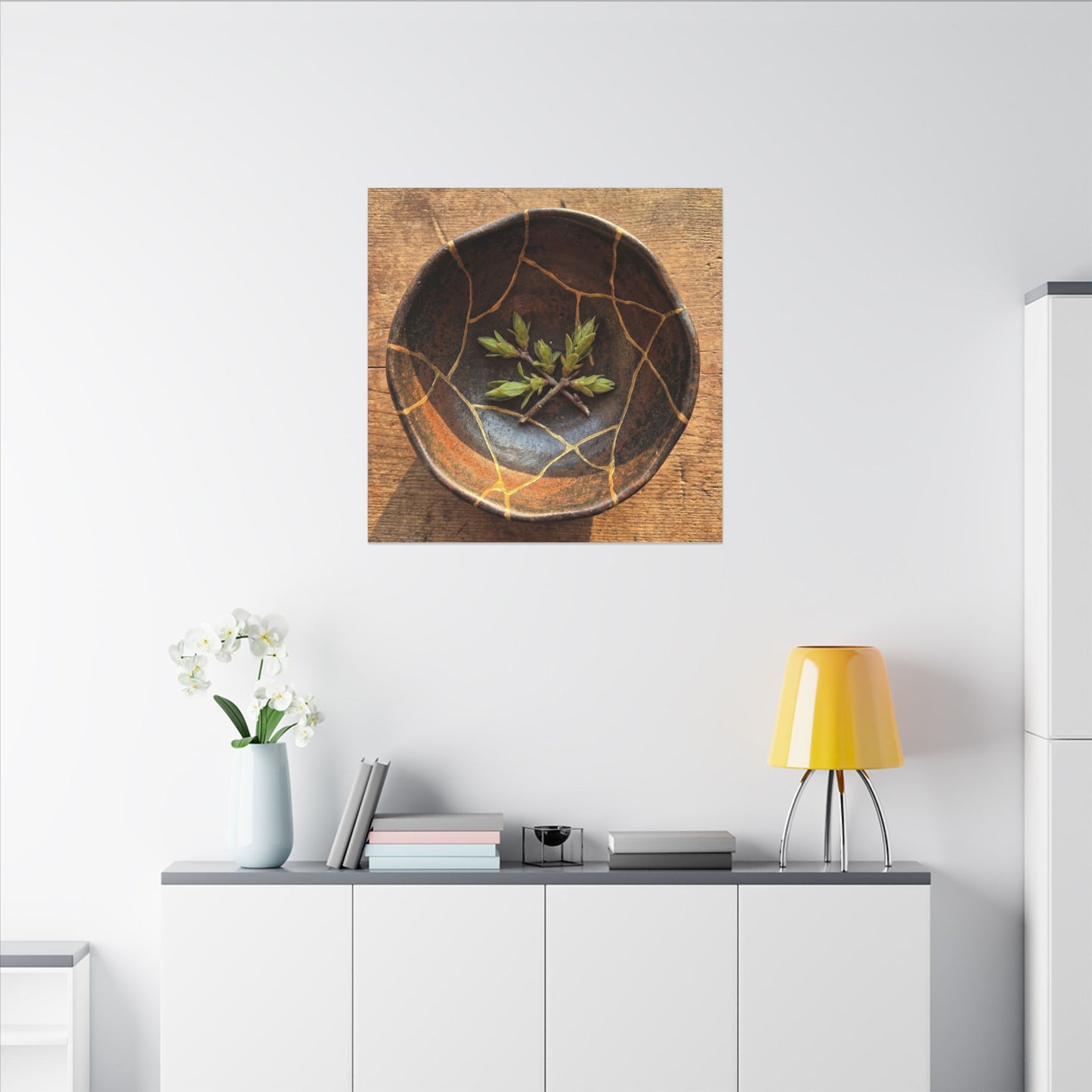 Ceramic Bowl Gold Repair Canvas Art | Resilient Kintsugi Art
