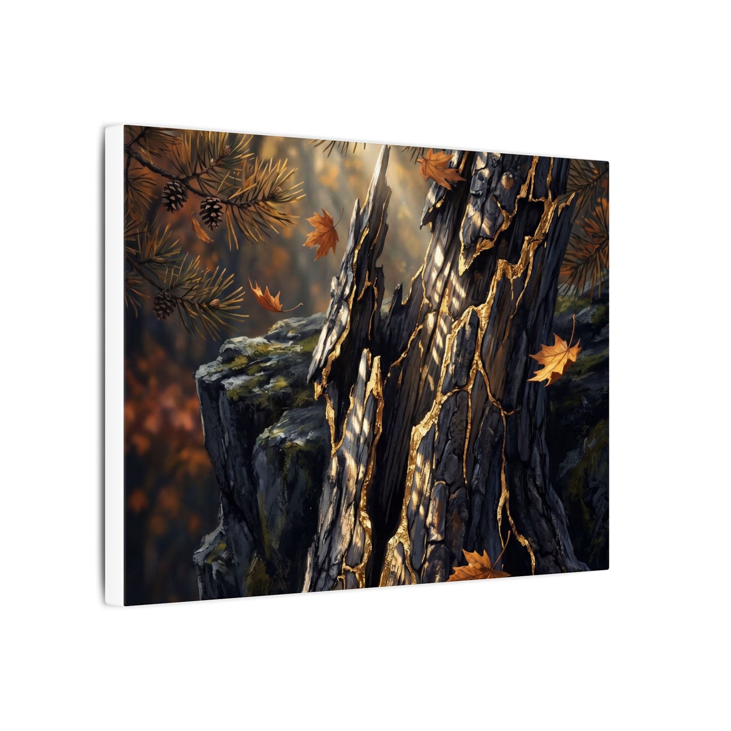 Pine Tree Autumn Canvas Art | Kintsugi Beautiful Design