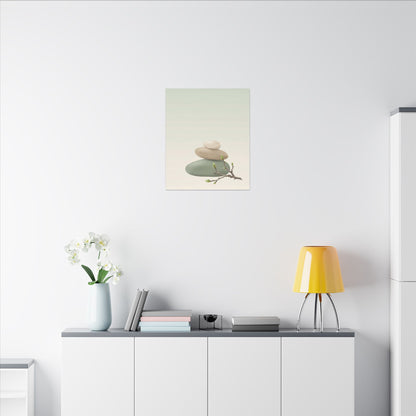 Dawn River Stones Canvas Art - Japandi Fukinsei