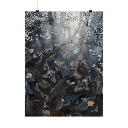 Koi Pond Wall Art Print | Winter Dark Japandi Shadow Zen Art