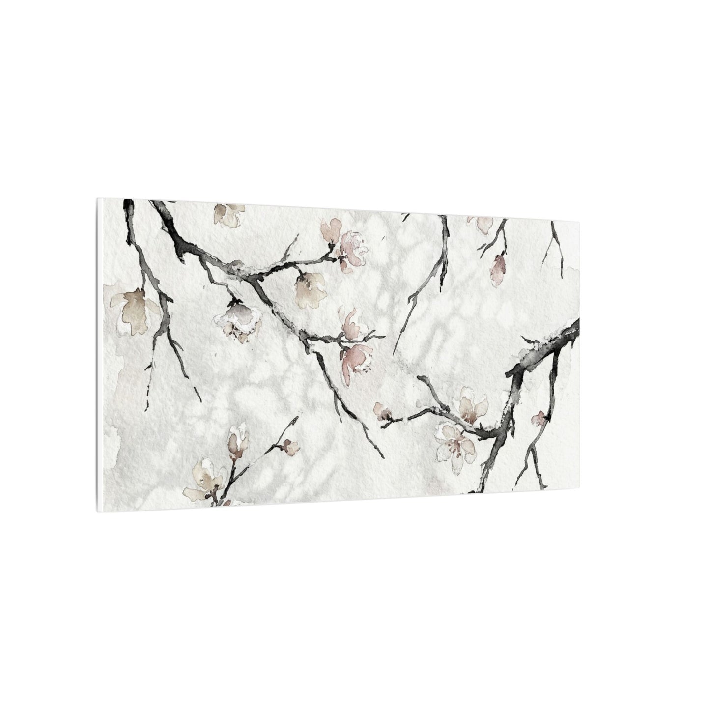 Cherry Blossom Canvas Art | Winter Japandi Watercolor Art