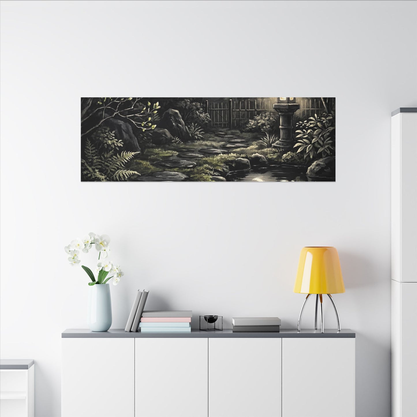 Kintsugi Moonlit Garden in Dappled | Gold Repair Canvas Art