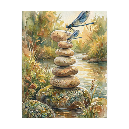 River Stones Summer Canvas Art | Japandi Cozy Design
