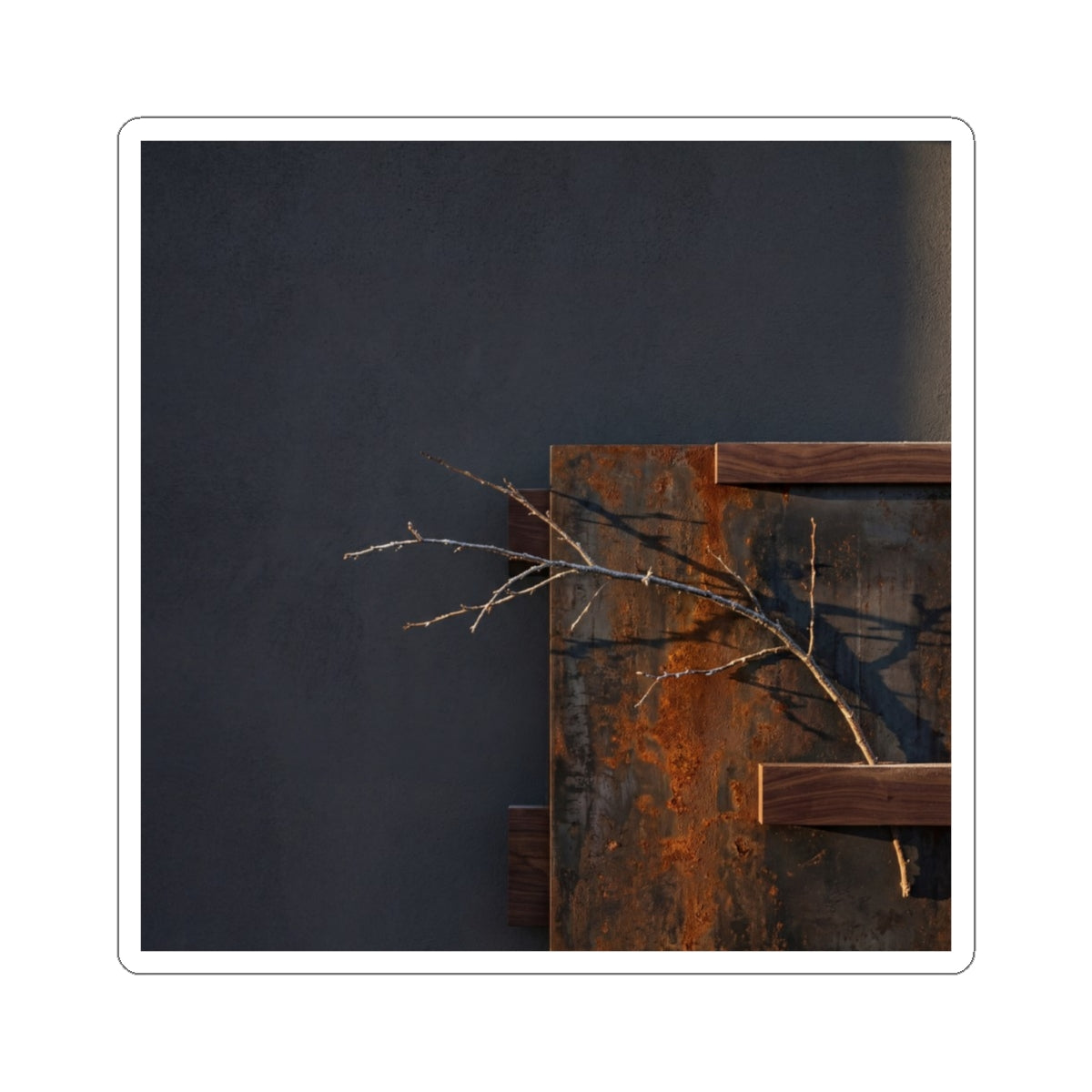 Rust Patina Winter Sticker | Dark Japandi Luxurious Design Art Print