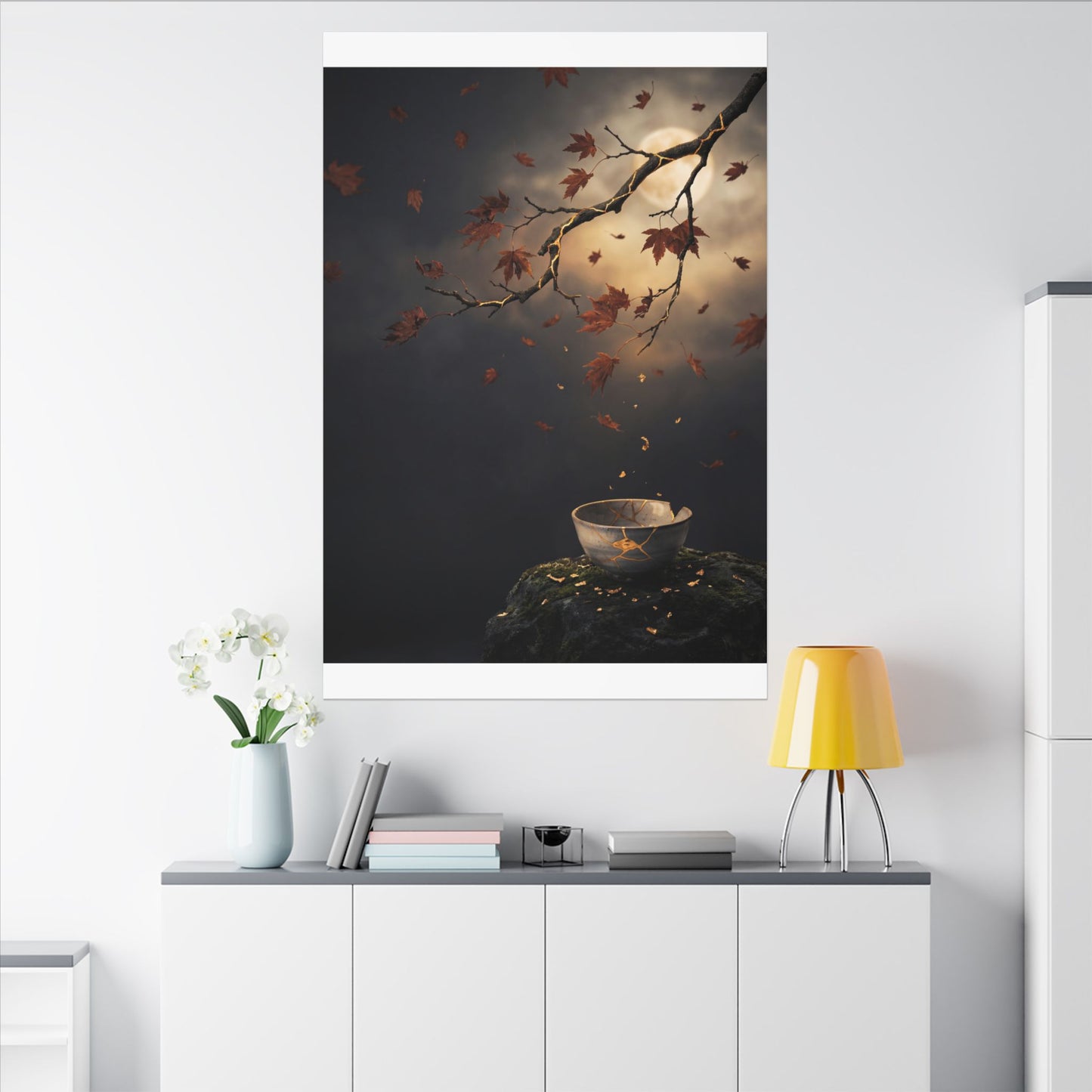 Moonlit Garden Gold Repair Canvas Art | Beautiful Kintsugi Art