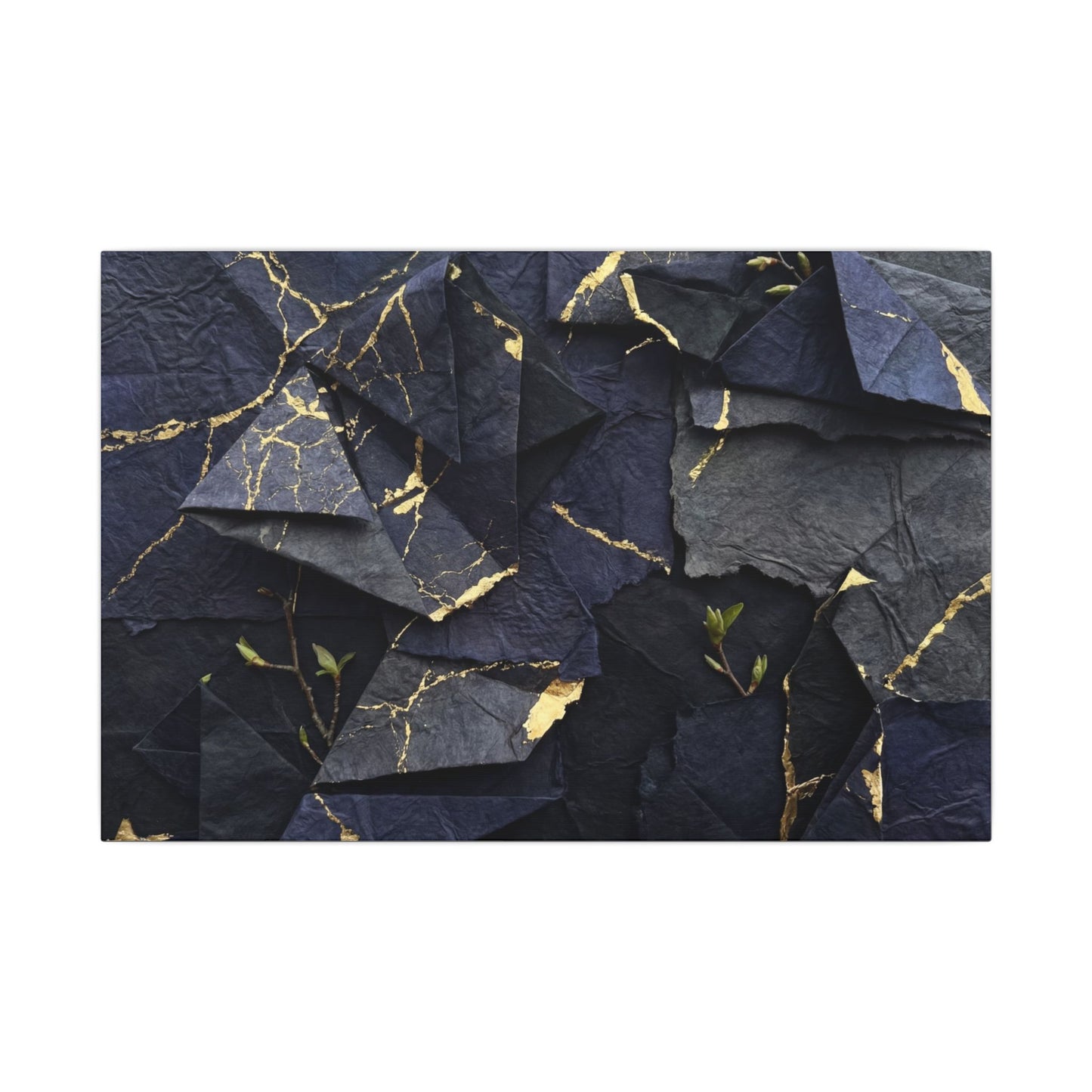 Beautiful Paper Fold Canvas Art - Crackle Gold Kintsugi