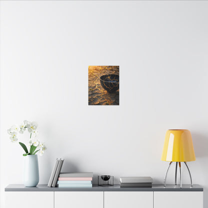 Golden Hour Cracked Earth Canvas Art - Kintsugi Fukinsei