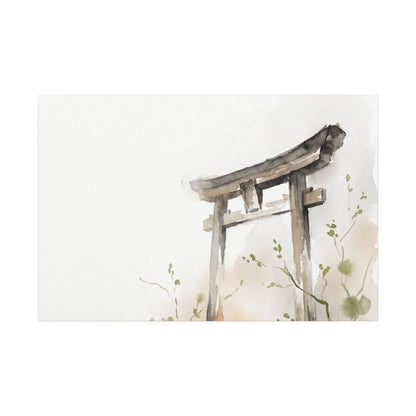 Fukinsei Torii Gate Canvas Art - Japandi Watercolor
