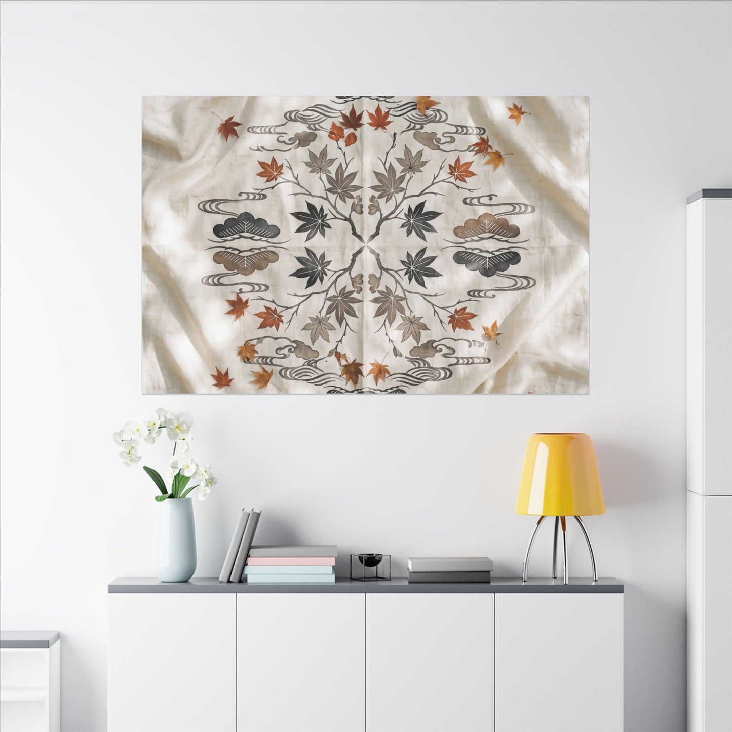 Elegant Silk Drape Canvas Art - Japanese Pattern Japandi