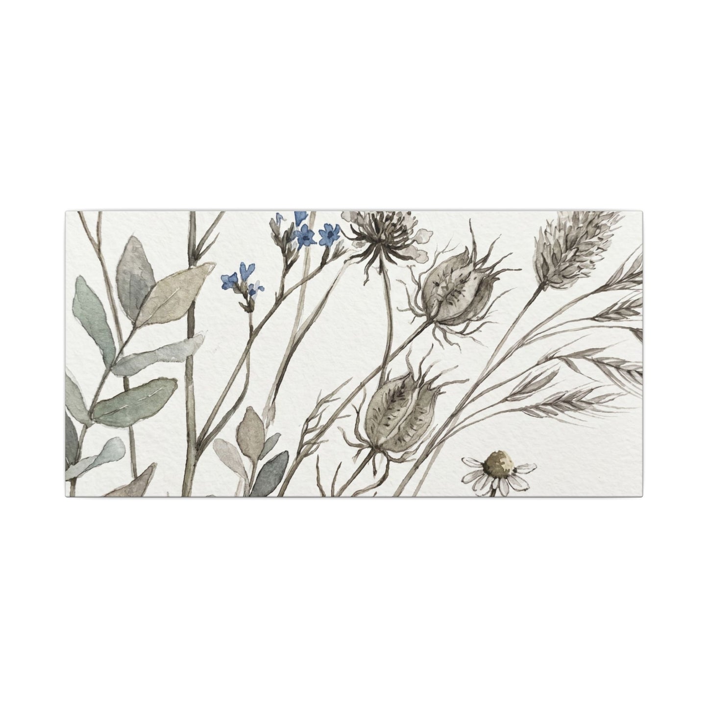 Dried Flowers Canvas Art | Summer Japandi Watercolor Art