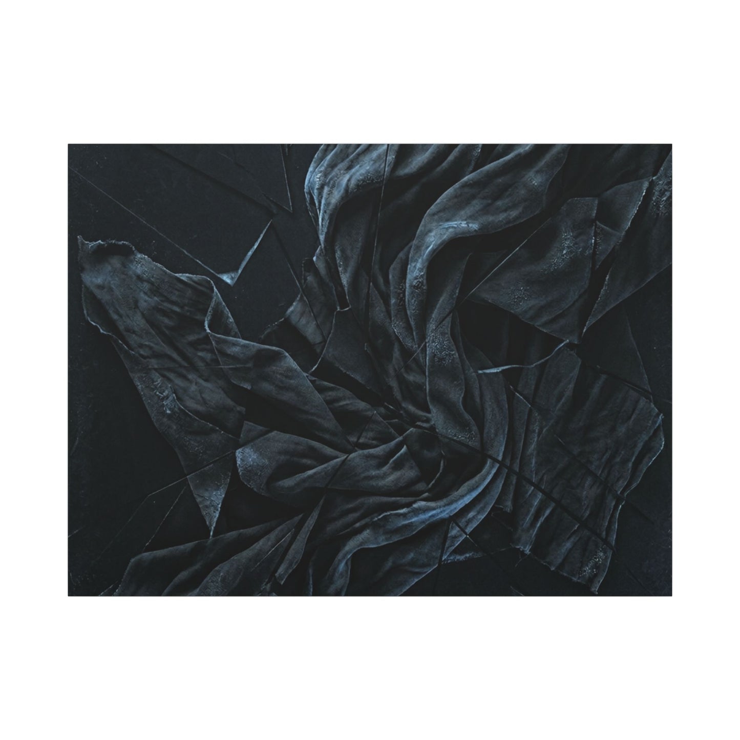 Dark Japandi Silk Drape in Moonlight | Moody Minimal Canvas Art