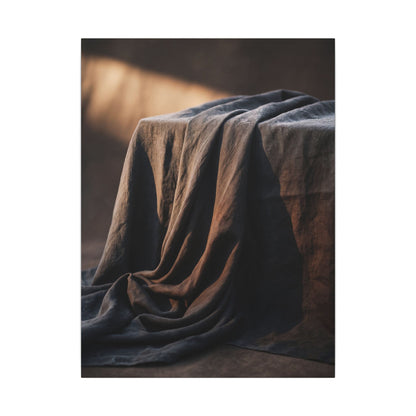 Silk Drape Canvas Art | Winter Dark Japandi Shadow Zen Art