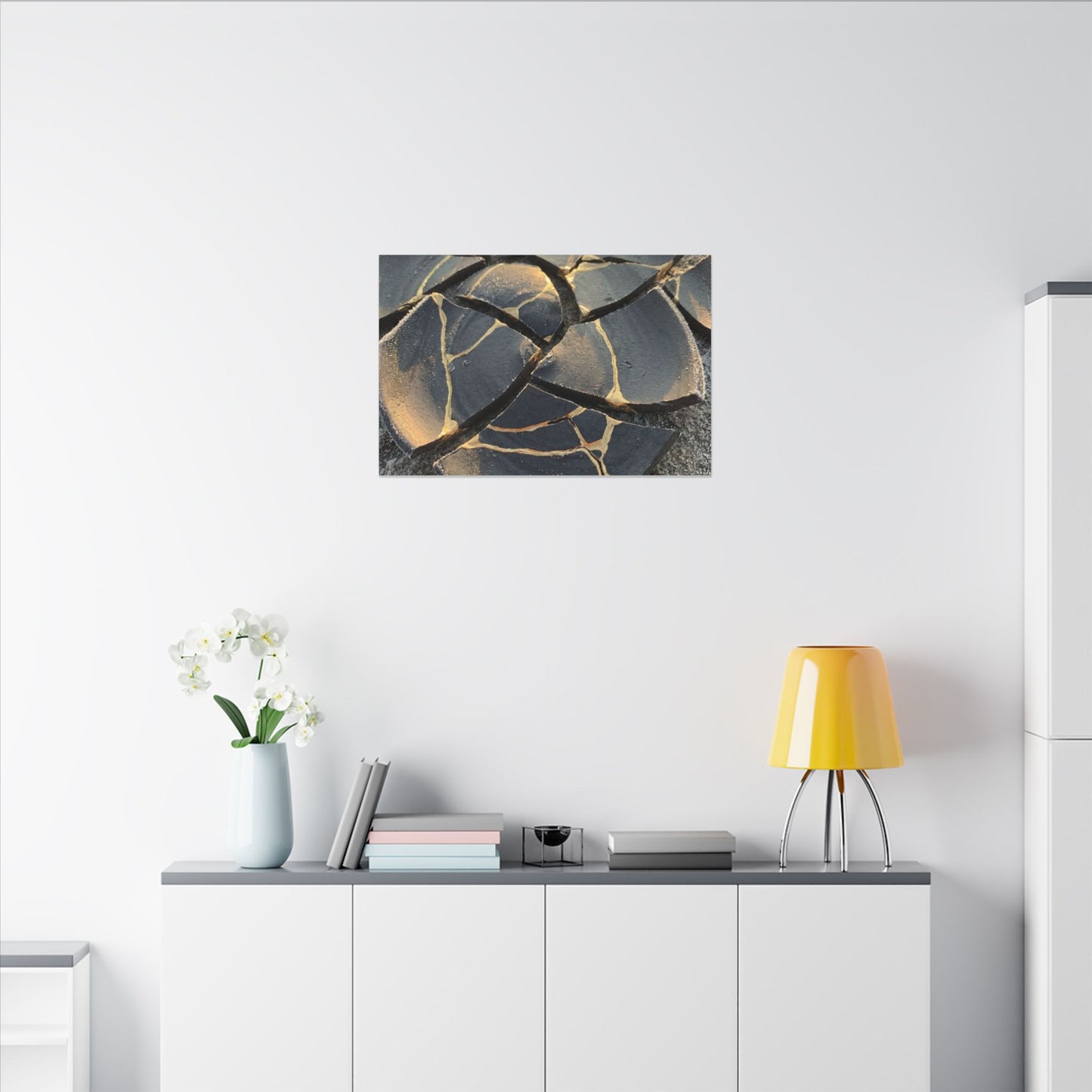 Broken Pottery Winter Canvas Art | Kintsugi Resilient Design