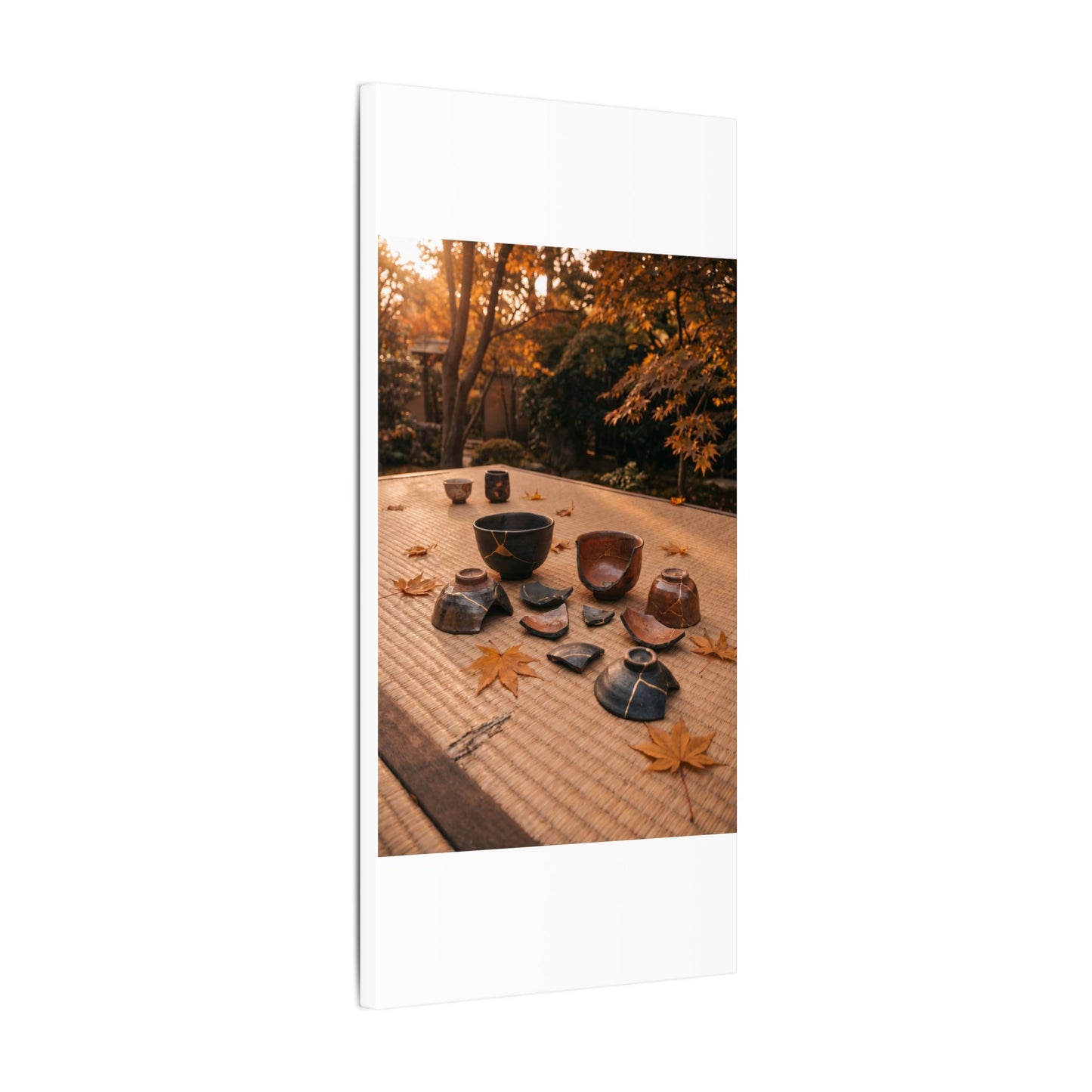 Golden Hour Tea Ceremony Canvas Art - Kintsugi Shibui
