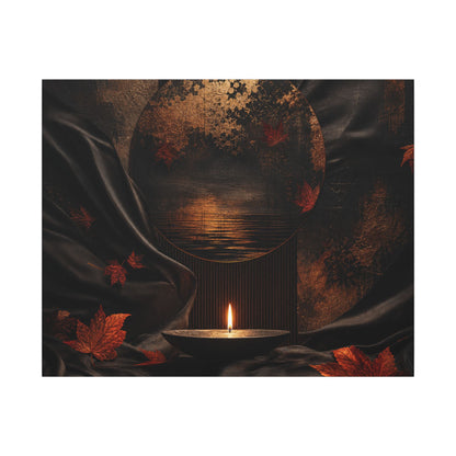 Silk Drape Autumn Canvas Art | Dark Japandi Moody Design