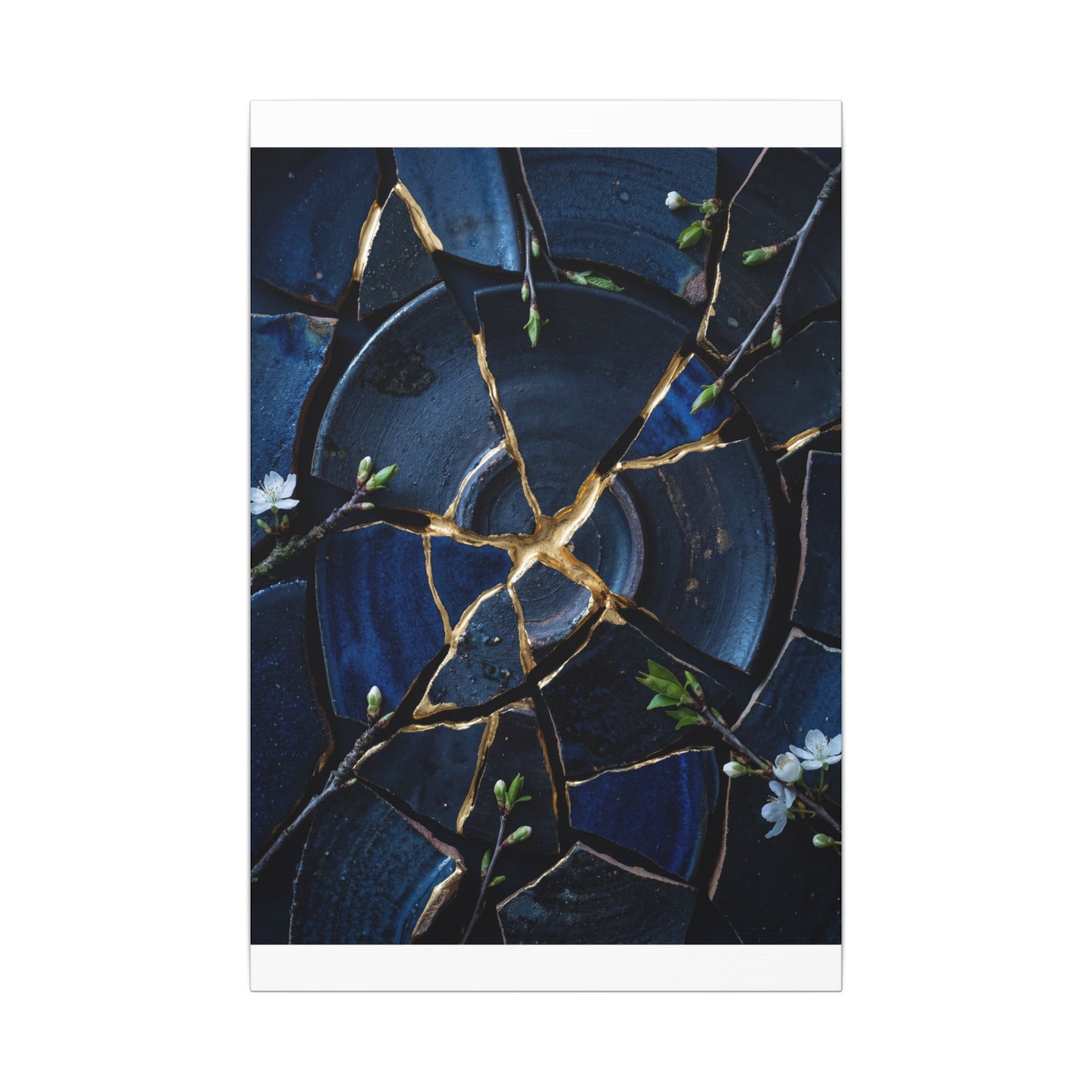 Moonlight Broken Pottery Canvas Art - Kintsugi Fukinsei