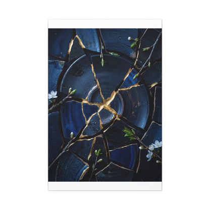 Moonlight Broken Pottery Canvas Art - Kintsugi Fukinsei