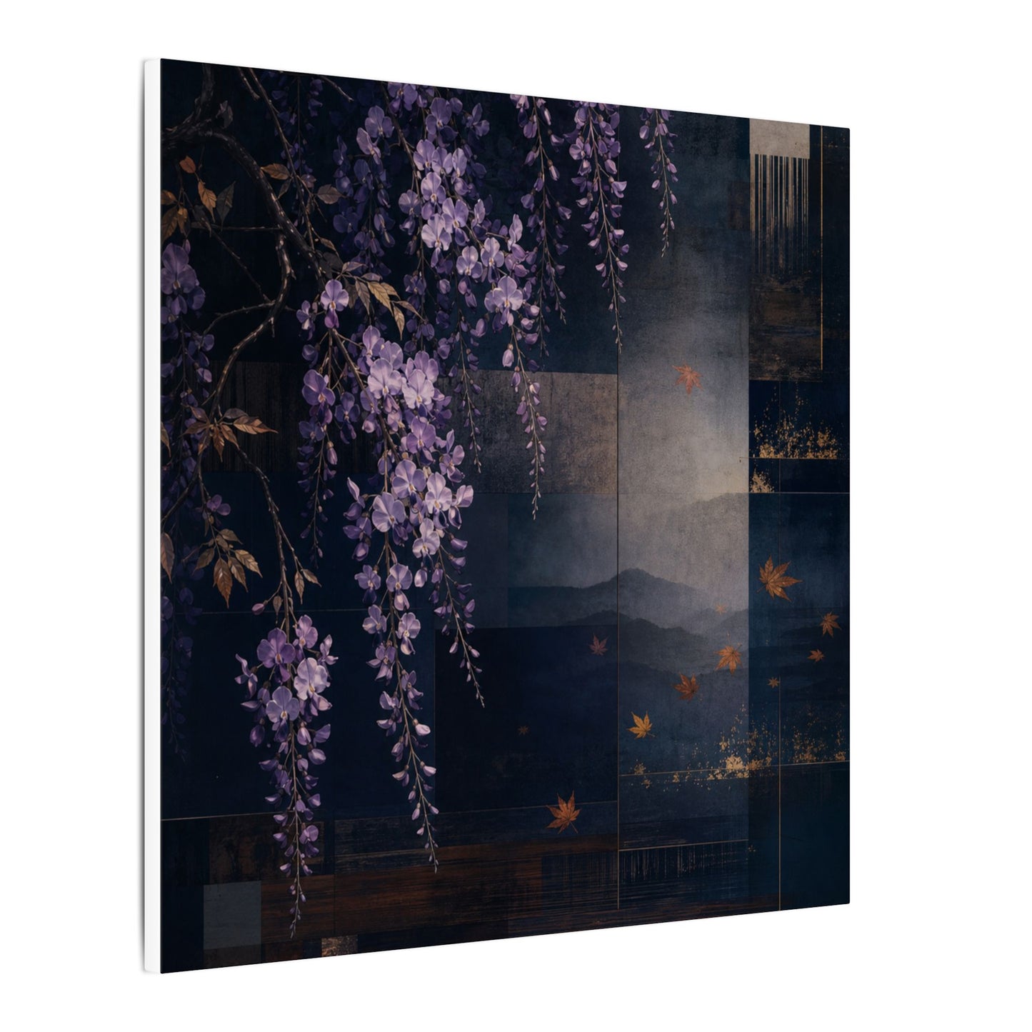 Dawn Wisteria Canvas Art - Dark Japandi Fukinsei