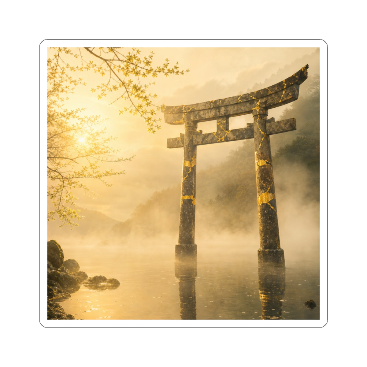 Torii Gate Broken Beauty Sticker | Resilient Kintsugi Art