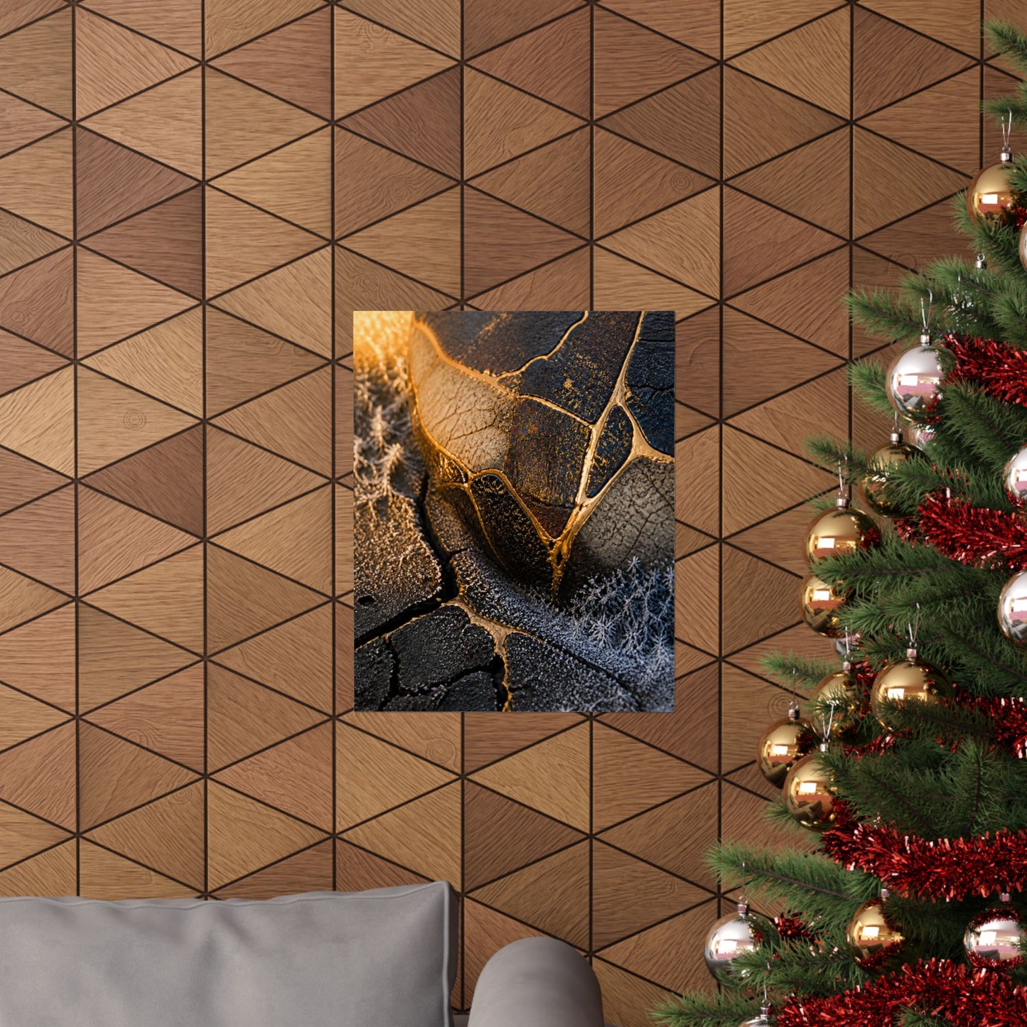 Kintsugi Cracked Earth in Golden Hour | Gold Repair Wall Art Print