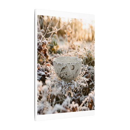 Japandi Ceramic Bowl in Golden Hour | Japanese Pattern Canvas Art
