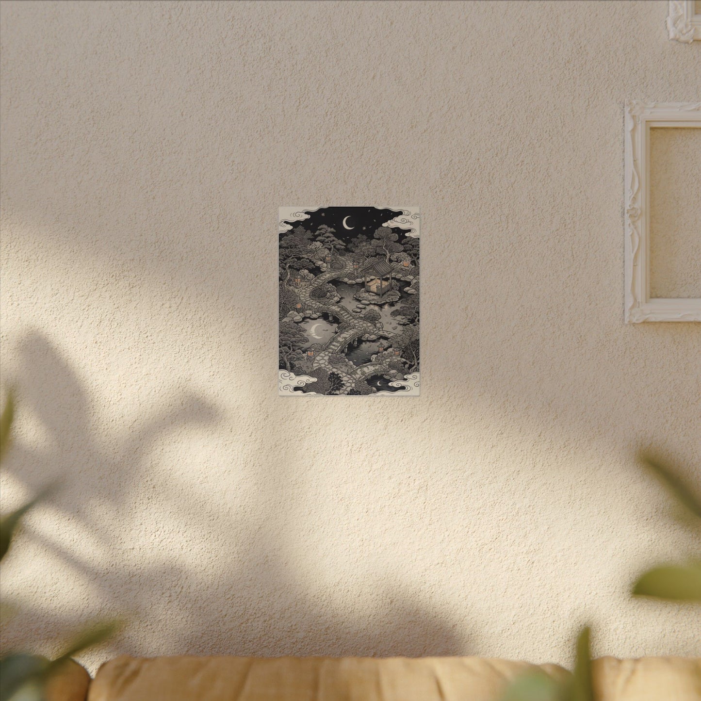 Moonlit Garden Ukiyo E Inspired Canvas Art | Serene Zen Art