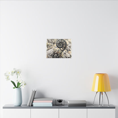 Japandi Fern Unfurling in Golden Hour | Watercolor Canvas Art