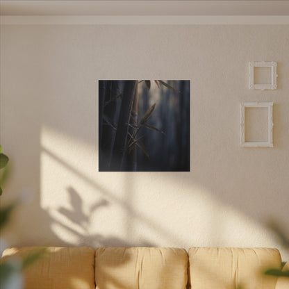 Dark Japandi Bamboo Grove in Dawn | Moody Minimal Canvas Art