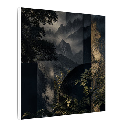 Mountain Mist Summer Canvas Art | Dark Japandi Atmospheric Design
