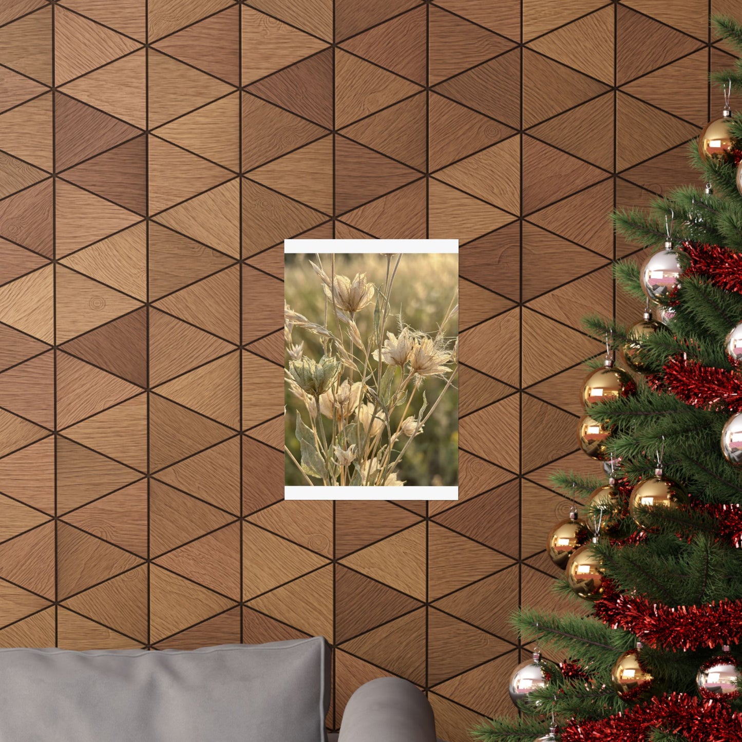 Cozy Dried Flowers Wall Art Print - Minimal Line Japandi