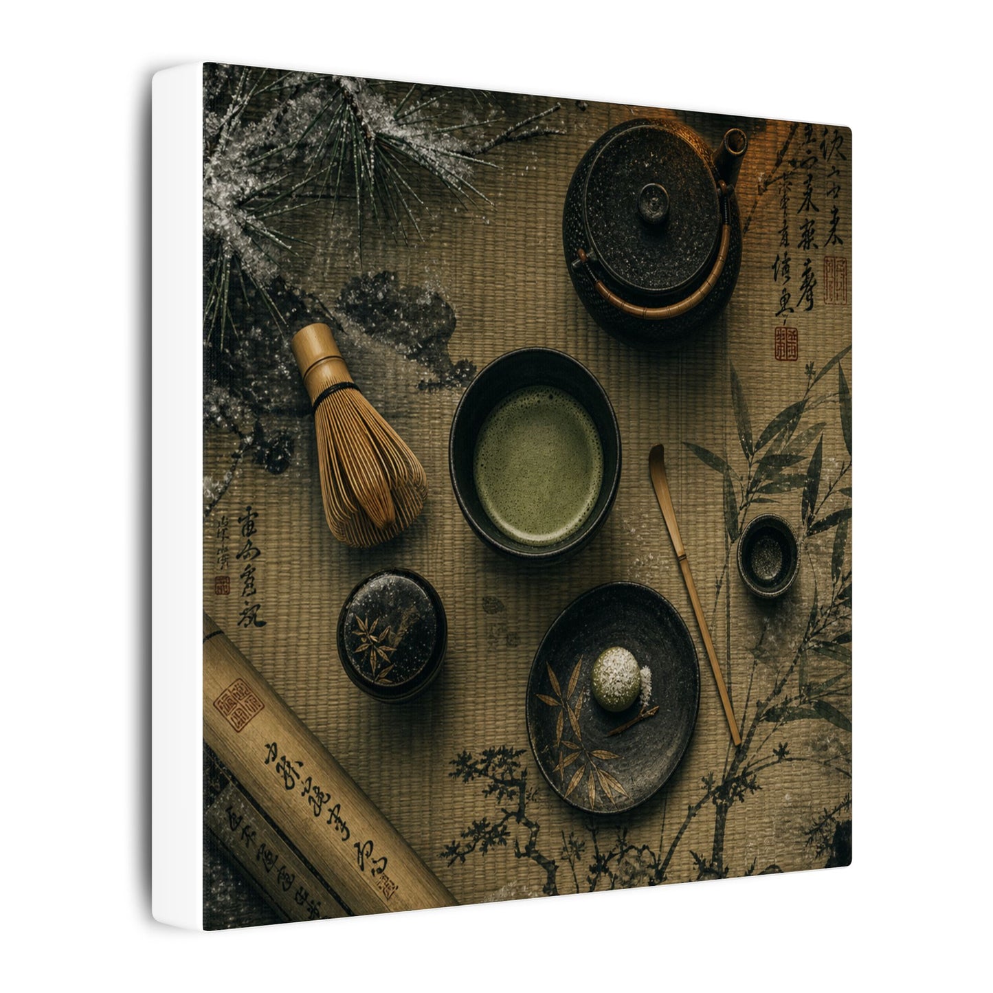 Tea Ceremony Canvas Art | Winter Zen Ukiyo E Inspired Art