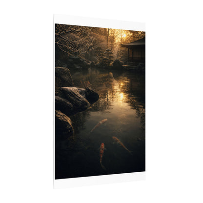 Winter Koi Pond Shadow Zen Canvas Art | Bold Decor