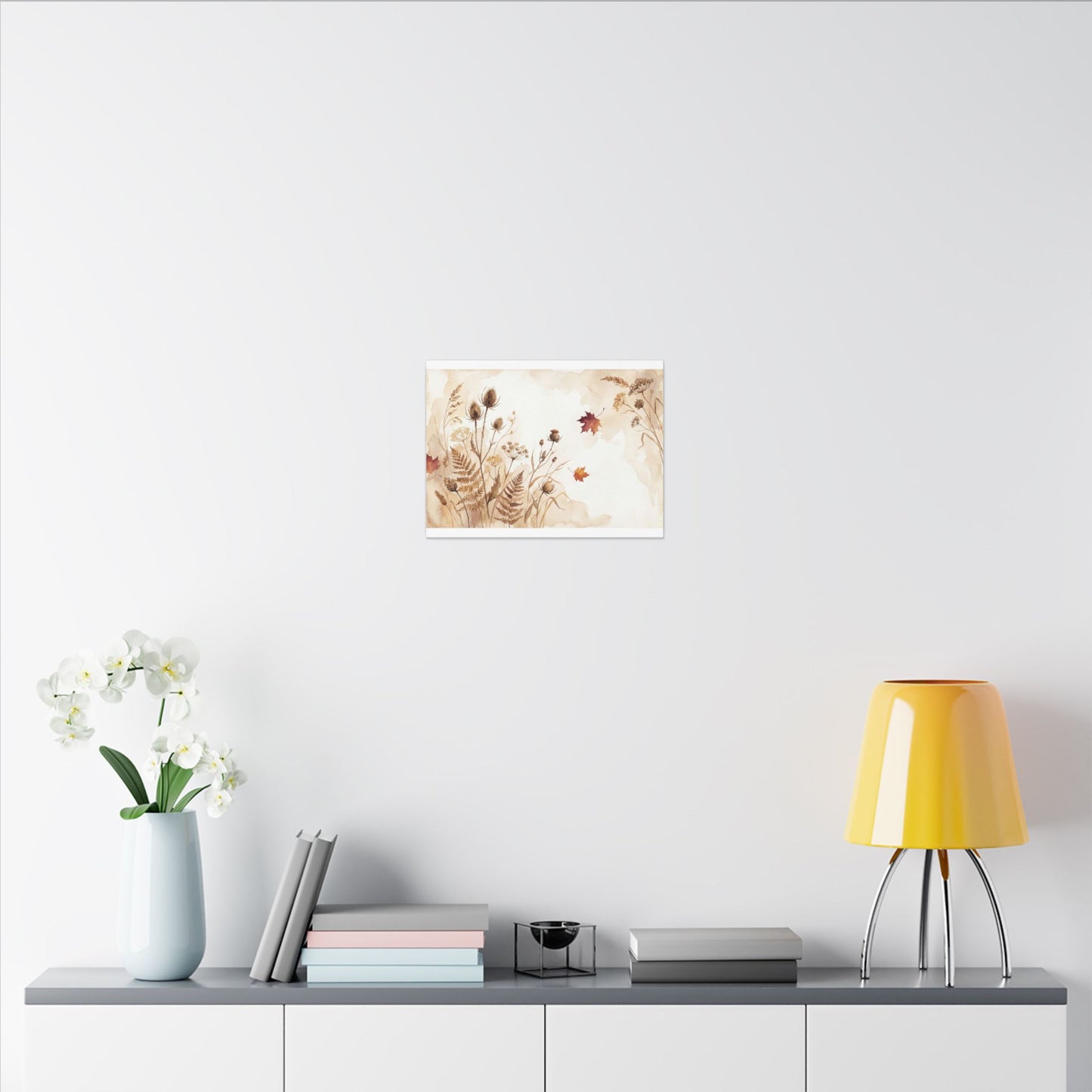 Dried Flowers Canvas Art | Autumn Japandi Watercolor Art