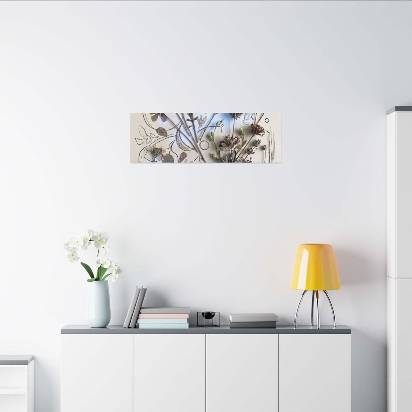 Dried Flowers Minimal Line Canvas Art | Elegant Japandi Art