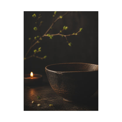 Moody Ceramic Bowl Canvas Art - Shadow Zen Dark Japandi