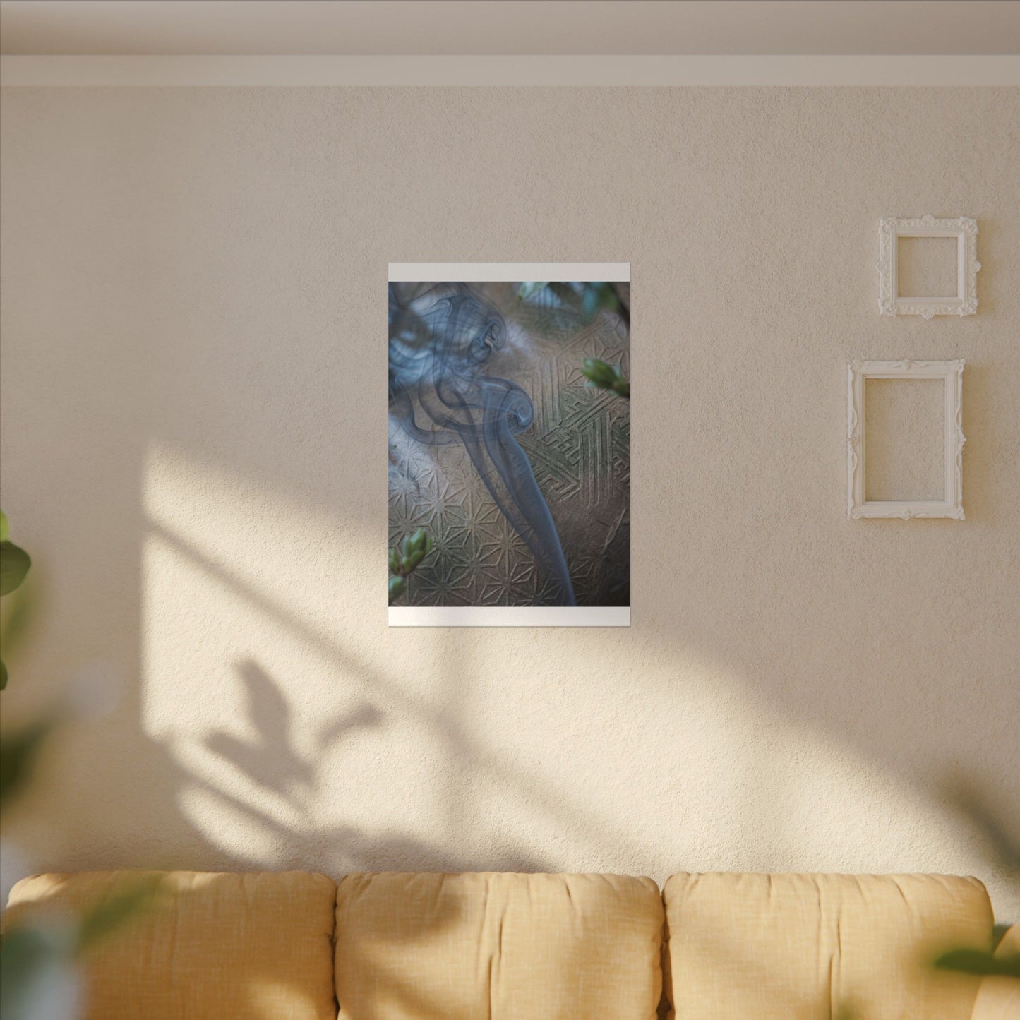 Spring Incense Smoke Japanese Pattern Canvas Art | Neutral Decor