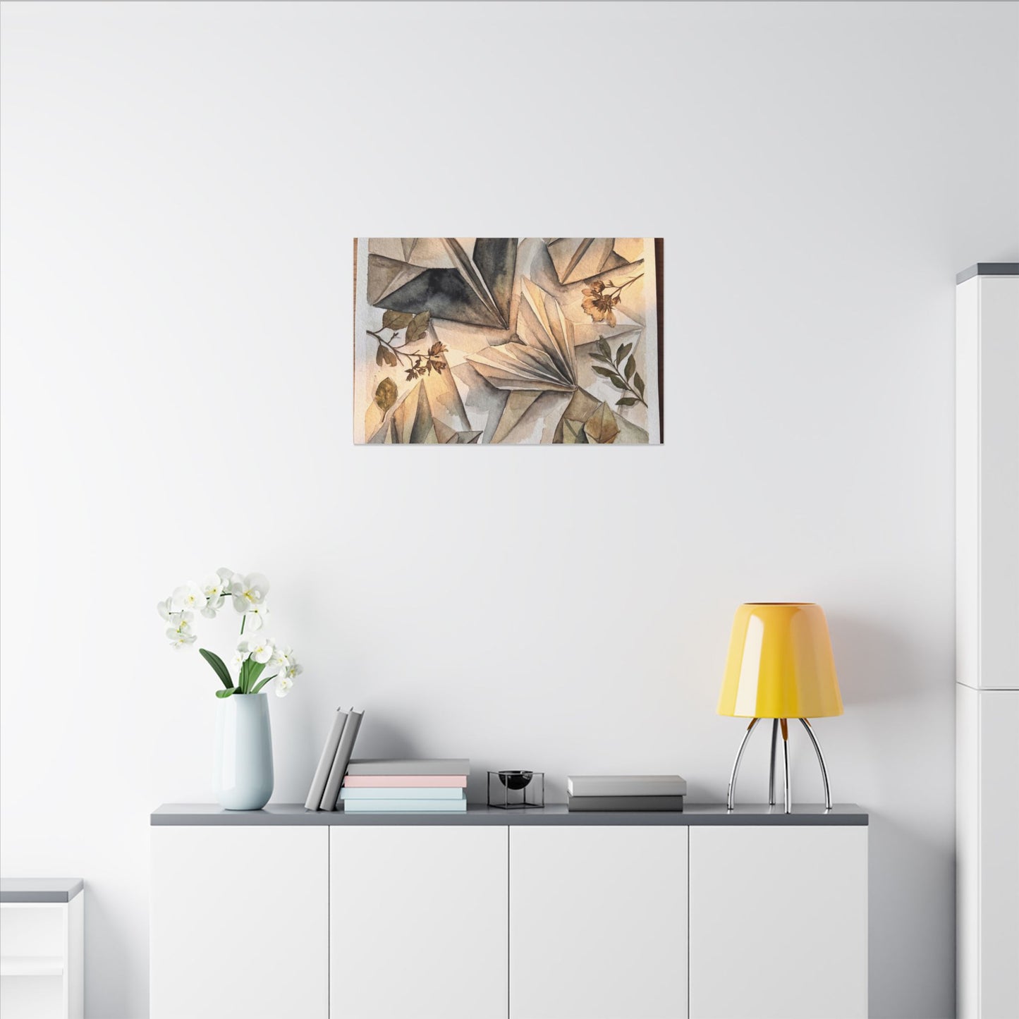 Golden Hour Paper Fold Canvas Art - Japandi Seijaku