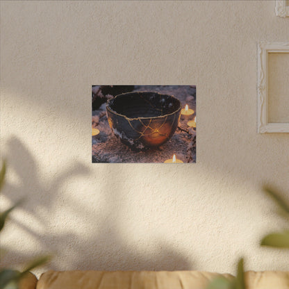 Ceramic Bowl Gold Repair Canvas Art | Beautiful Kintsugi Art