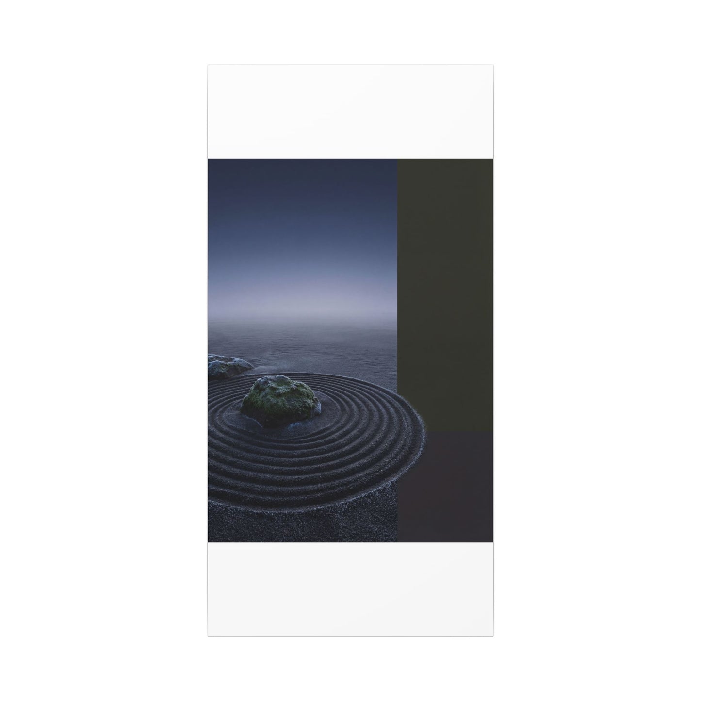 Ma Rock Garden Canvas Art - Dark Japandi Moody Minimal