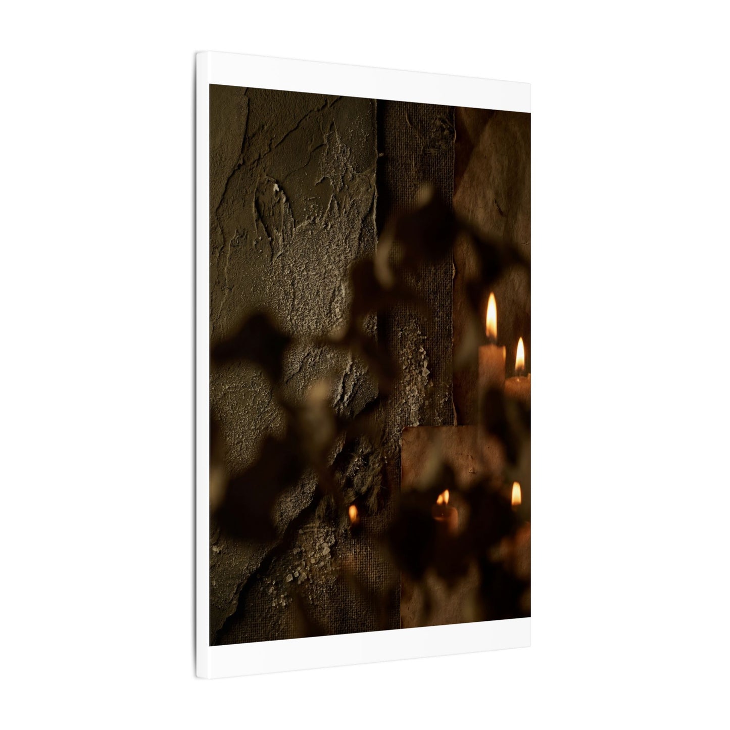 Shadow Play Dark Texture Canvas Art | Moody Dark Japandi Art