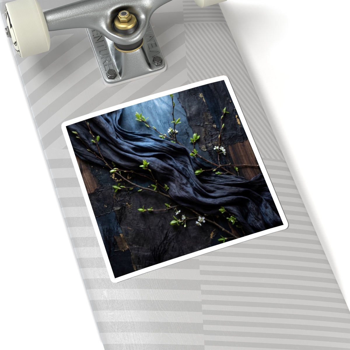 Spring Silk Drape Dark Texture Sticker | Luxurious Decor Art Print