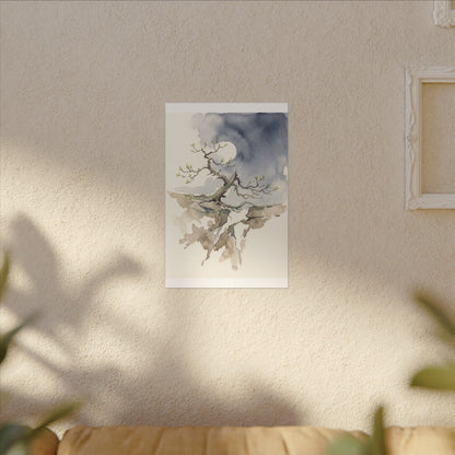 Moonlight Pine Tree Canvas Art - Japandi Ma