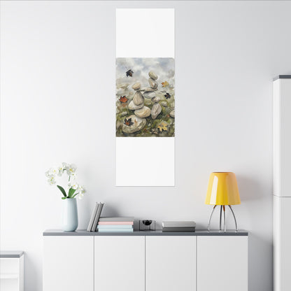Overcast River Stones Canvas Art - Japandi Fukinsei