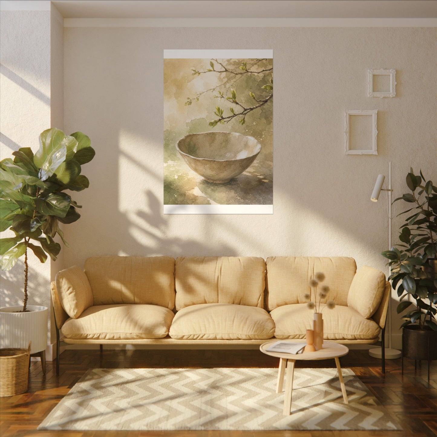 Warm Ceramic Bowl Canvas Art - Watercolor Japandi